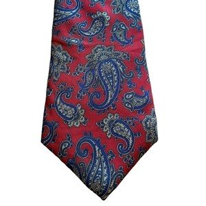 Vintage Silk Bert Pulitzer red blue gold paisley tie made in USA